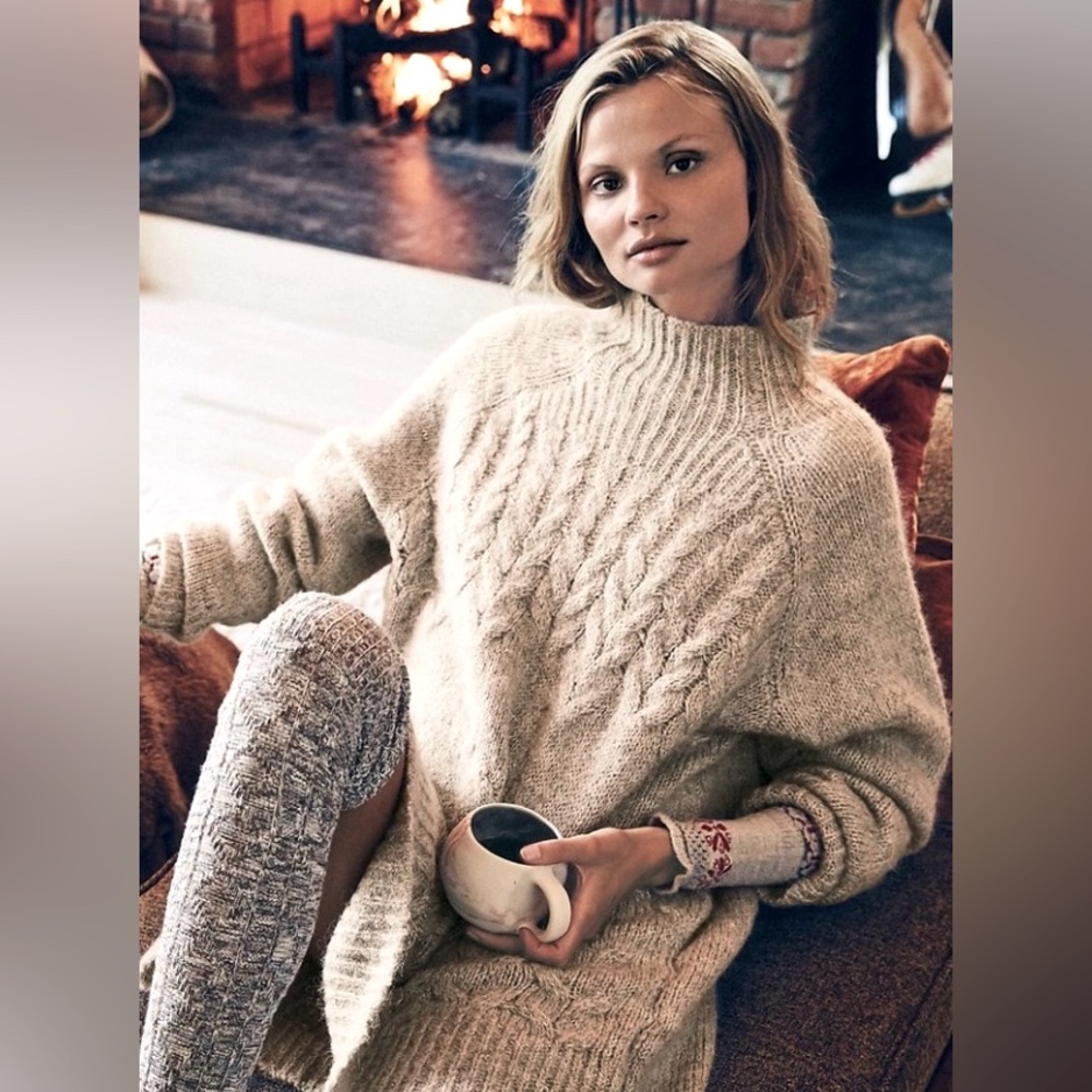 Free People Cream Turtleneck Sweater